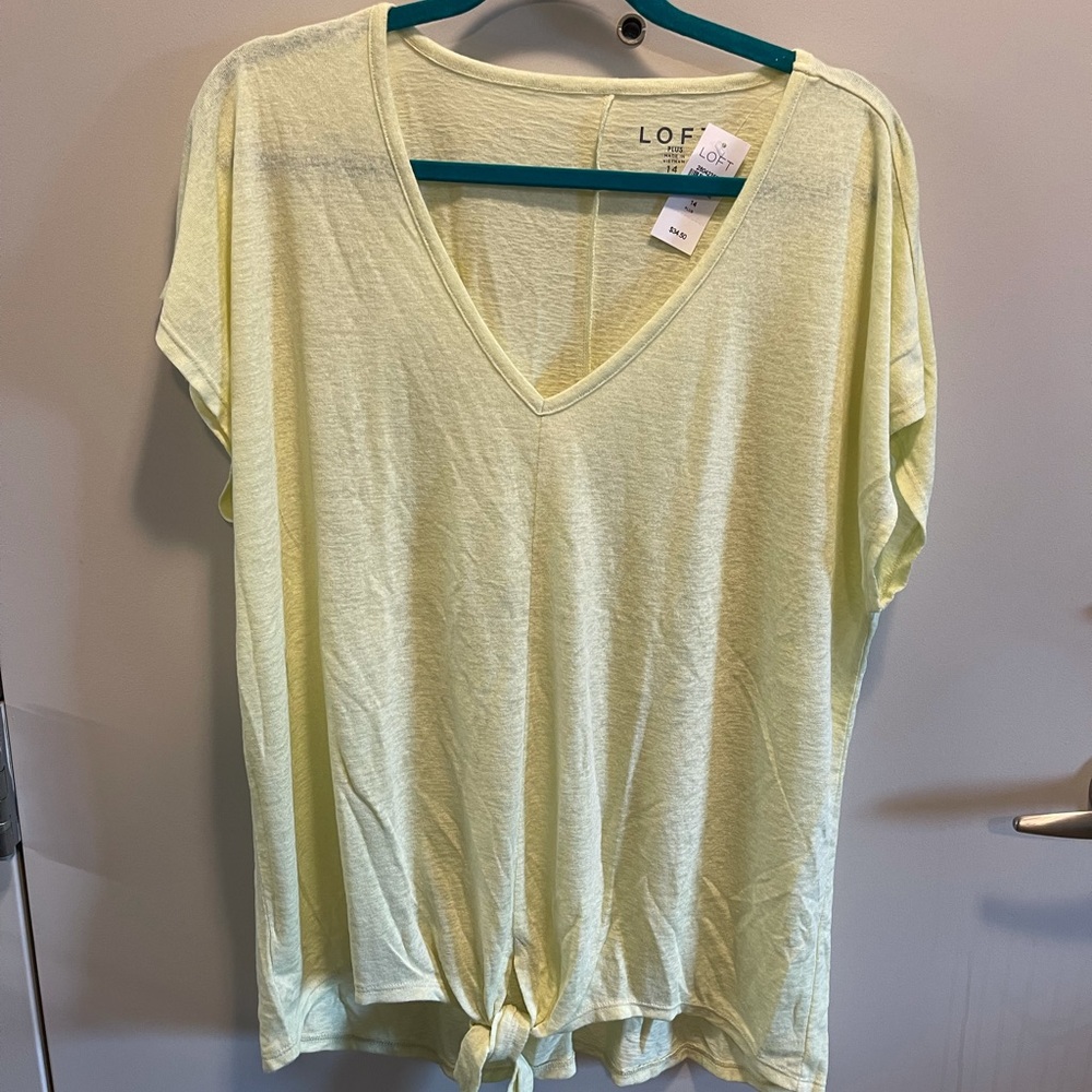 LOFT Linen Front Tie Shirt-New with Tags